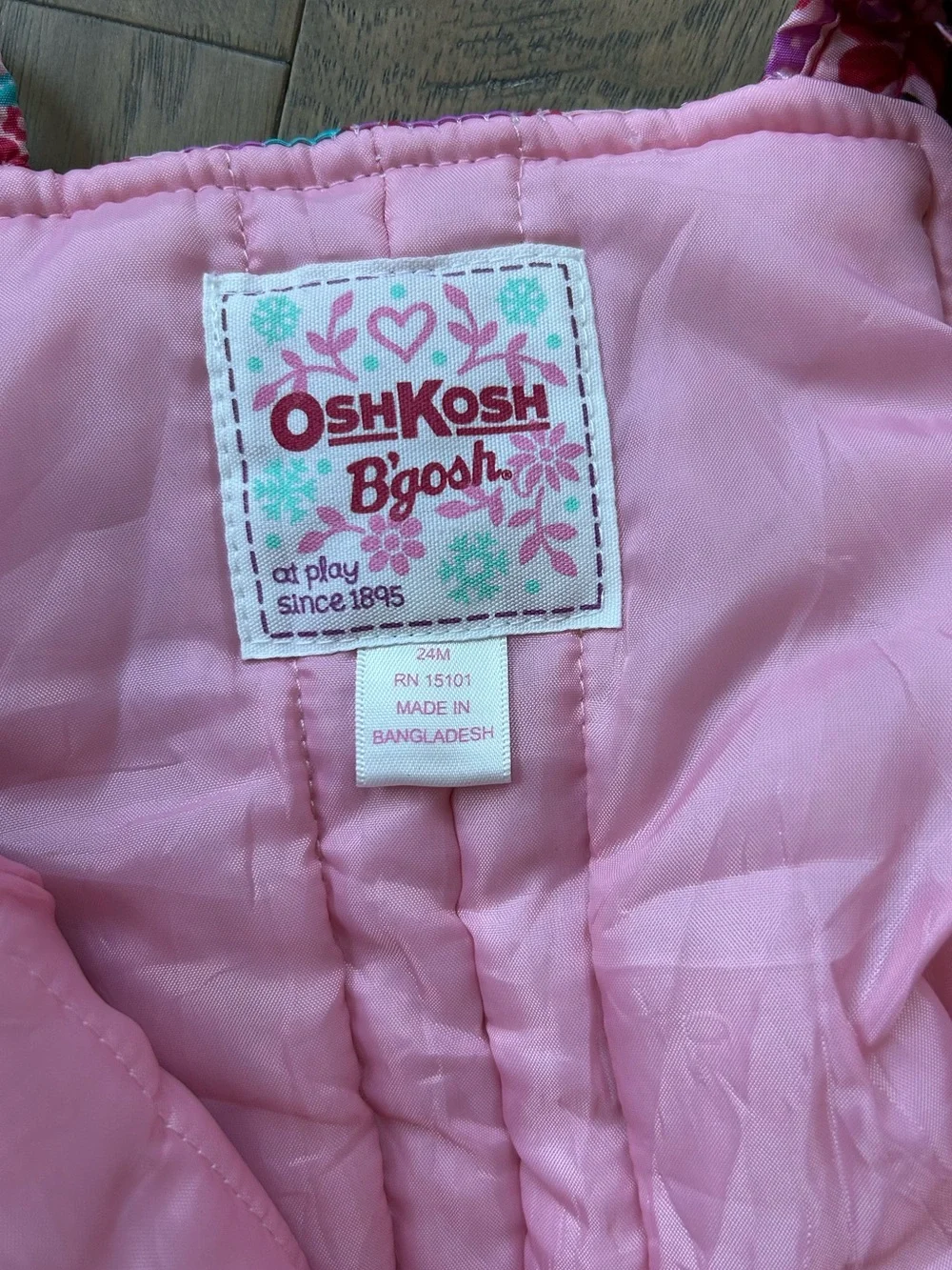 Oshkosh B'Gosh Pink Floral Ski Pants Bib Overalls Snowsuit Size 24 Month